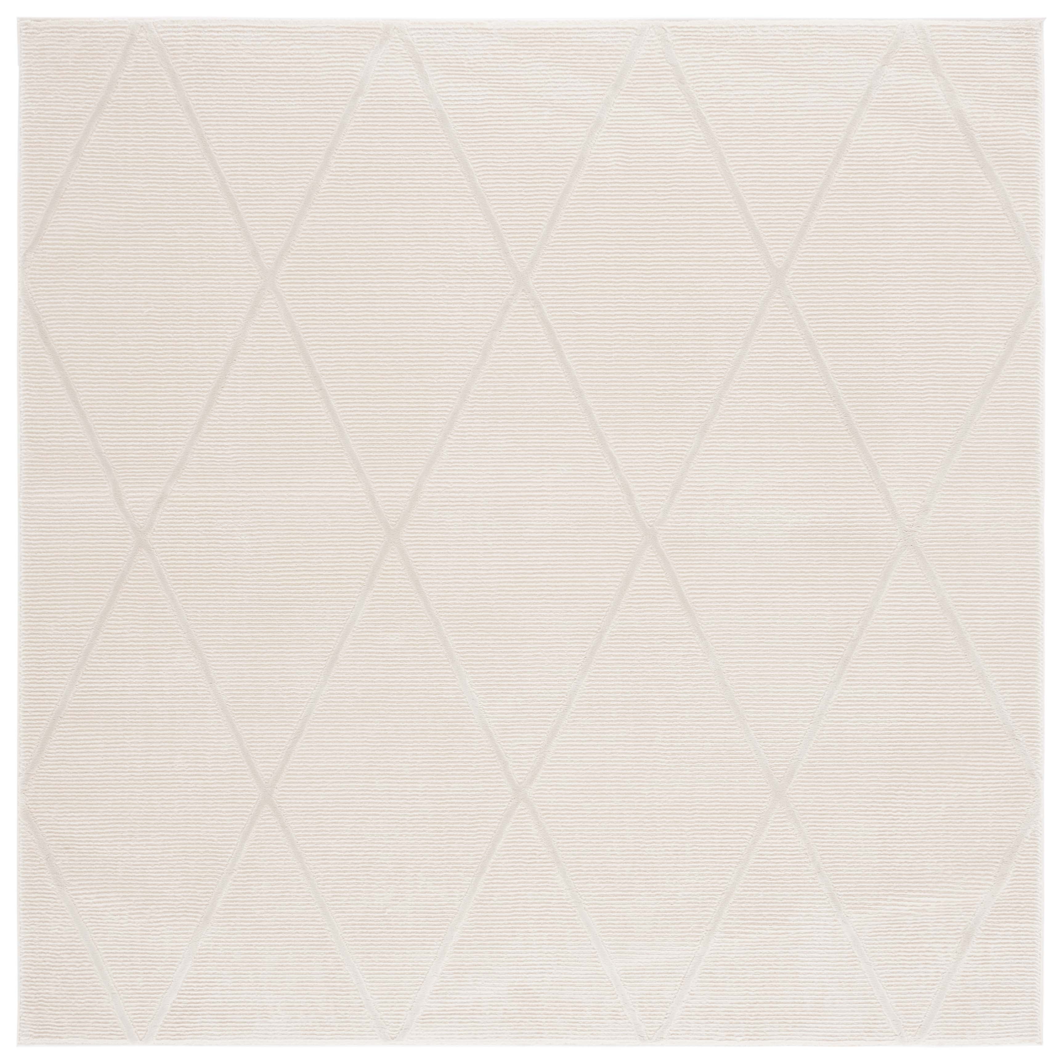 Ivory Synthetic Non-slip Square Rug 79" x 79"