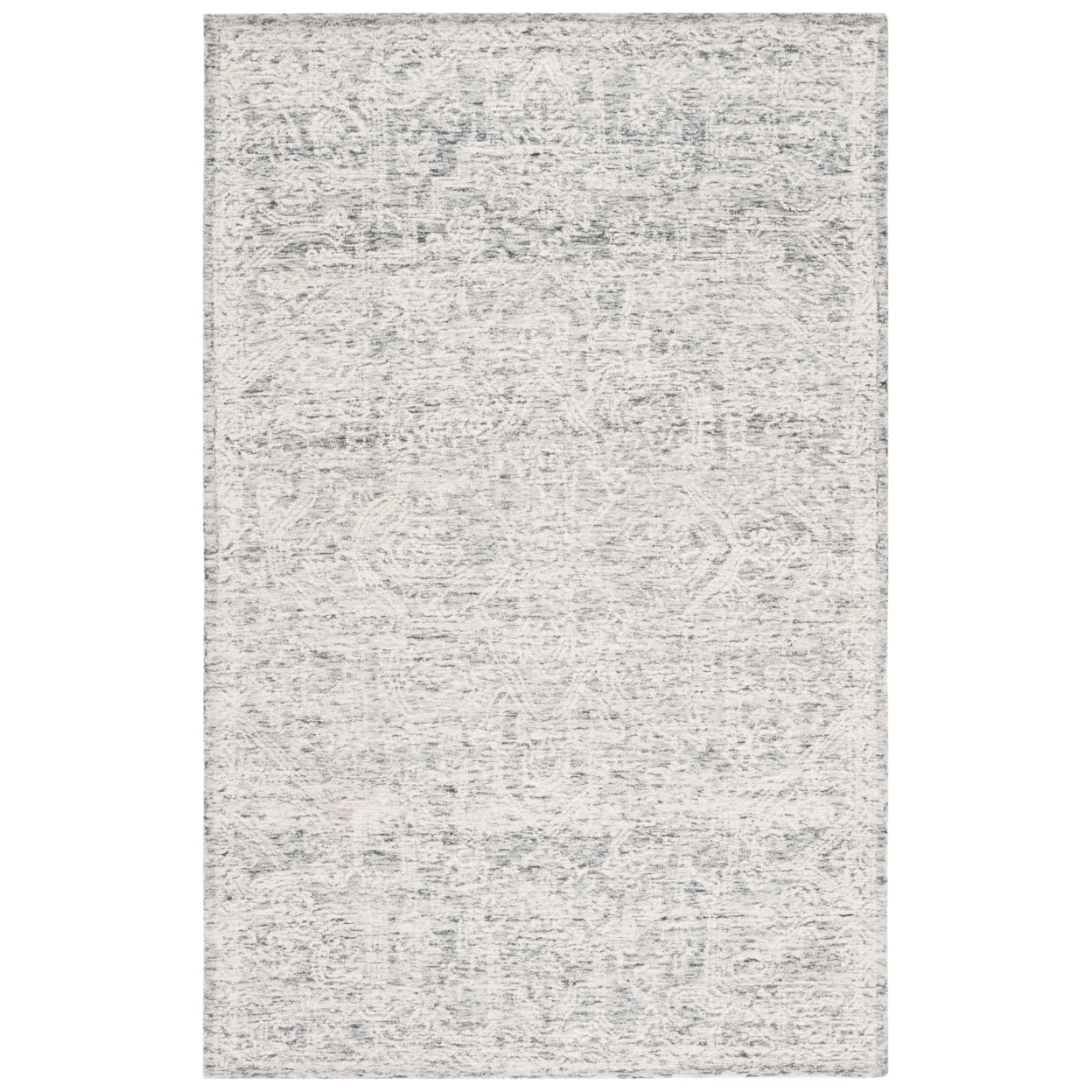 Hand-Tufted Gray Wool Rectangular Rug 3' x 5'