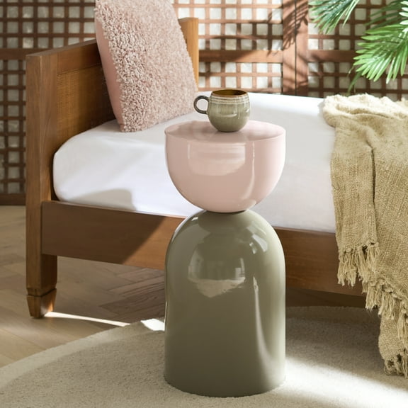 Safavieh Rafu Modern Iron Round End Table, Beige / Green