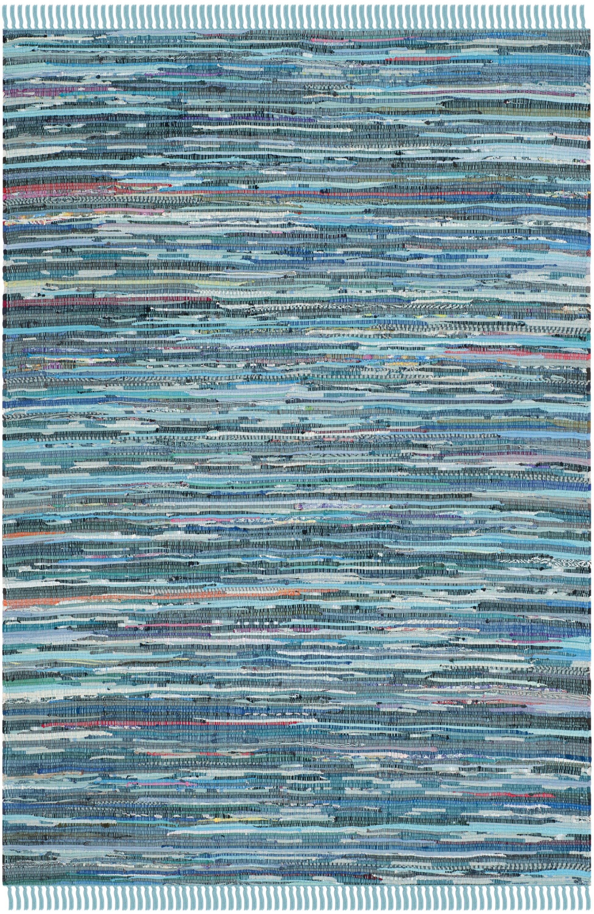 Blue Multicolor Handwoven Wool Cotton 4' x 6' Area Rug