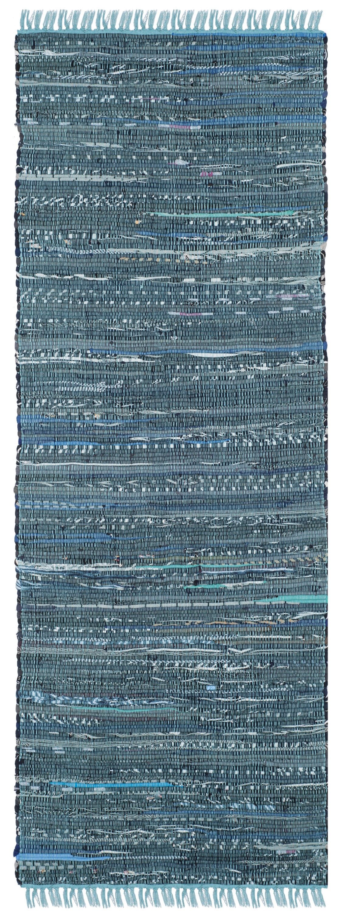 SAFAVIEH Rag Robynne Striped Cotton Runner Rug, Blue/Multi, 2'3" x 6