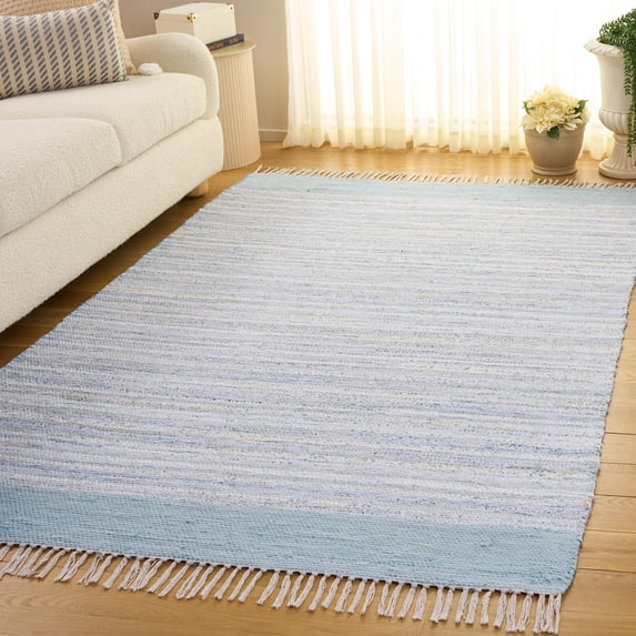Safavieh Rag Rug Ace Striped Cotton Area Rug, Ivory/Gray, 5' x 8'