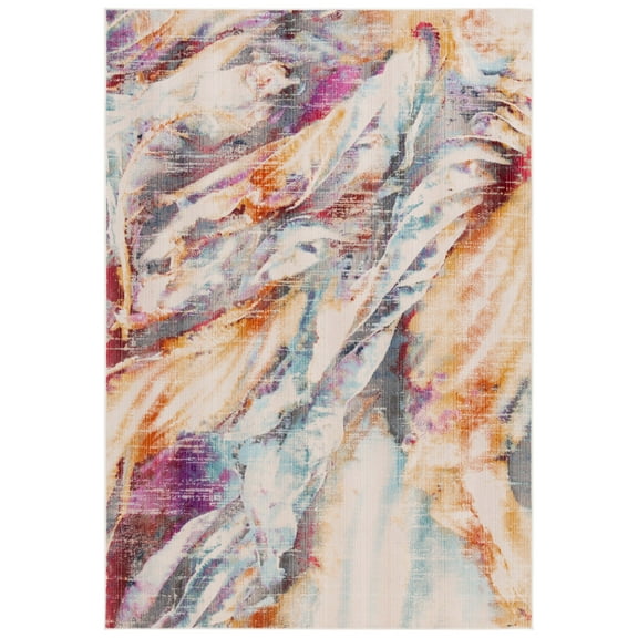 SAFAVIEH Rainbow Kiro Abstract Indoor/Outdoor Area Rug, Blue/Gold, 5'3" x 7'6"
