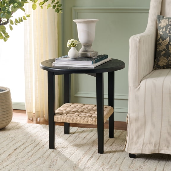 Safavieh Raki 1 Shelf Traditional Wood End Table, Black