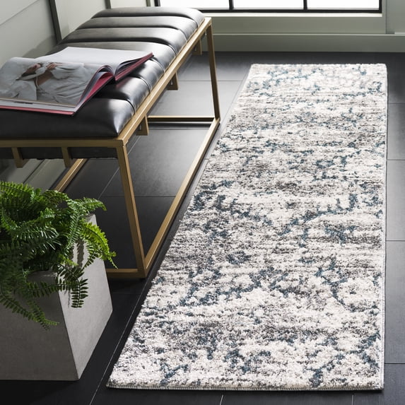 Safavieh Ravine Atanas Abstract Shag Runner Rug, Blue/Ivory, 2'2" x 8'