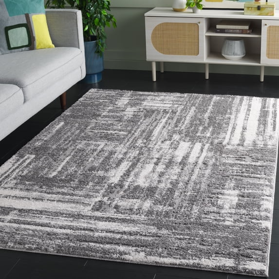 Safavieh Ravine Jessie Abstract Shag Area Rug, Dark Gray/Ivory, 5'3" x 7'6"