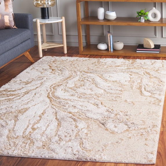 Safavieh Ravine Stanice Abstract Shag Area Rug, Beige/Ivory, 5'3" x 7'6"