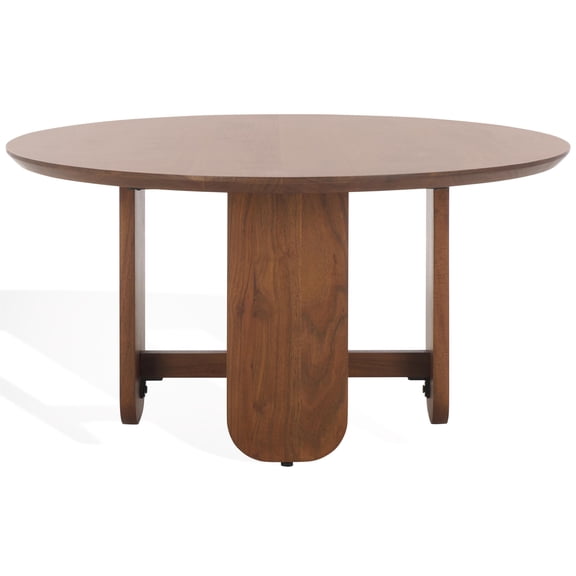 Safavieh Raybelina Round Wood and Iron Coffee Table in Walnut