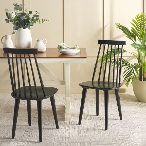 Safavieh Raylin Mid-Century Wood Dining Side Chairs, Black (Set of 2)