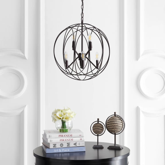 Safavieh Raylon 8-Light Rustic Sphered Solid Pendant, Dark Grey