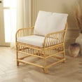 thumbnail image 1 of Safavieh Reiley Coastal Rattan and Linen Dining Arm Chairs, White/Natural, 1 of 6