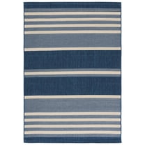 SAFAVIEH Courtyard Celinda Striped Indoor/Outdoor Area Rug, Navy Blue/Beige, 5'1" x 7'6"