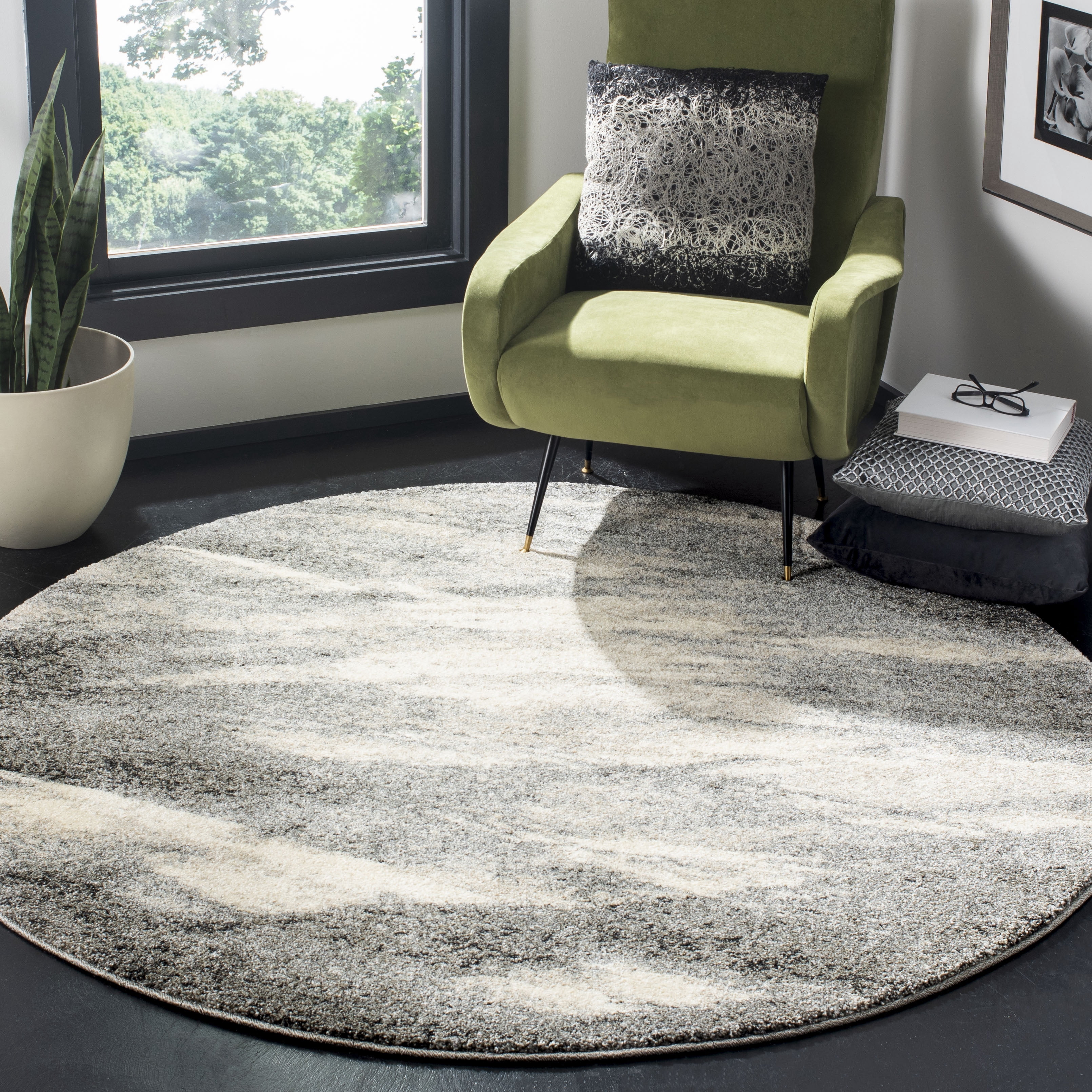 Safavieh Retro Panit Abstract Area Rug, Gray/Ivory, 3' x 3' Round