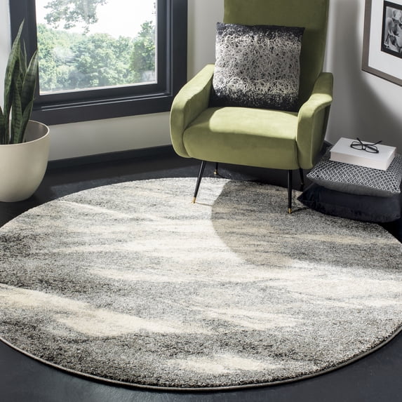 Safavieh Retro Panit Abstract Area Rug, Gray/Ivory, 5'3" x 5'3" Round
