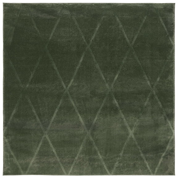 SAFAVIEH Revive Lorrin Diamond Polyester Area Rug, Green, 3' x 3' Square