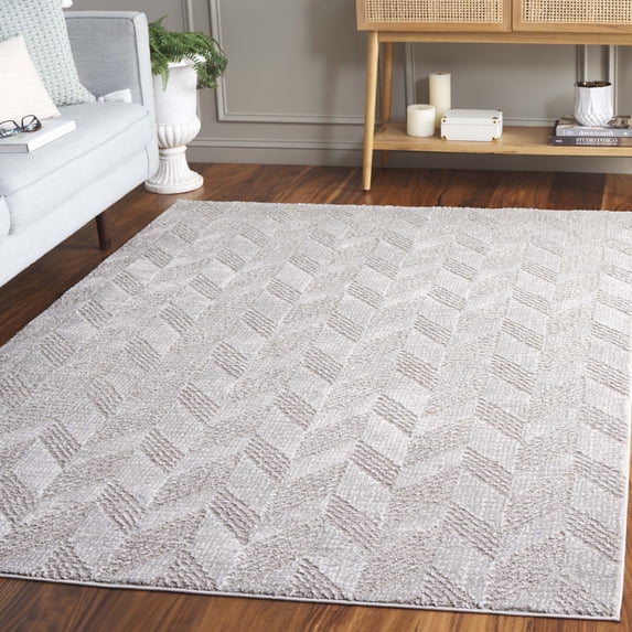 Safavieh Revive Clarence Geometric Polyester Area Rug, Taupe/Ivory, 8' x 10'