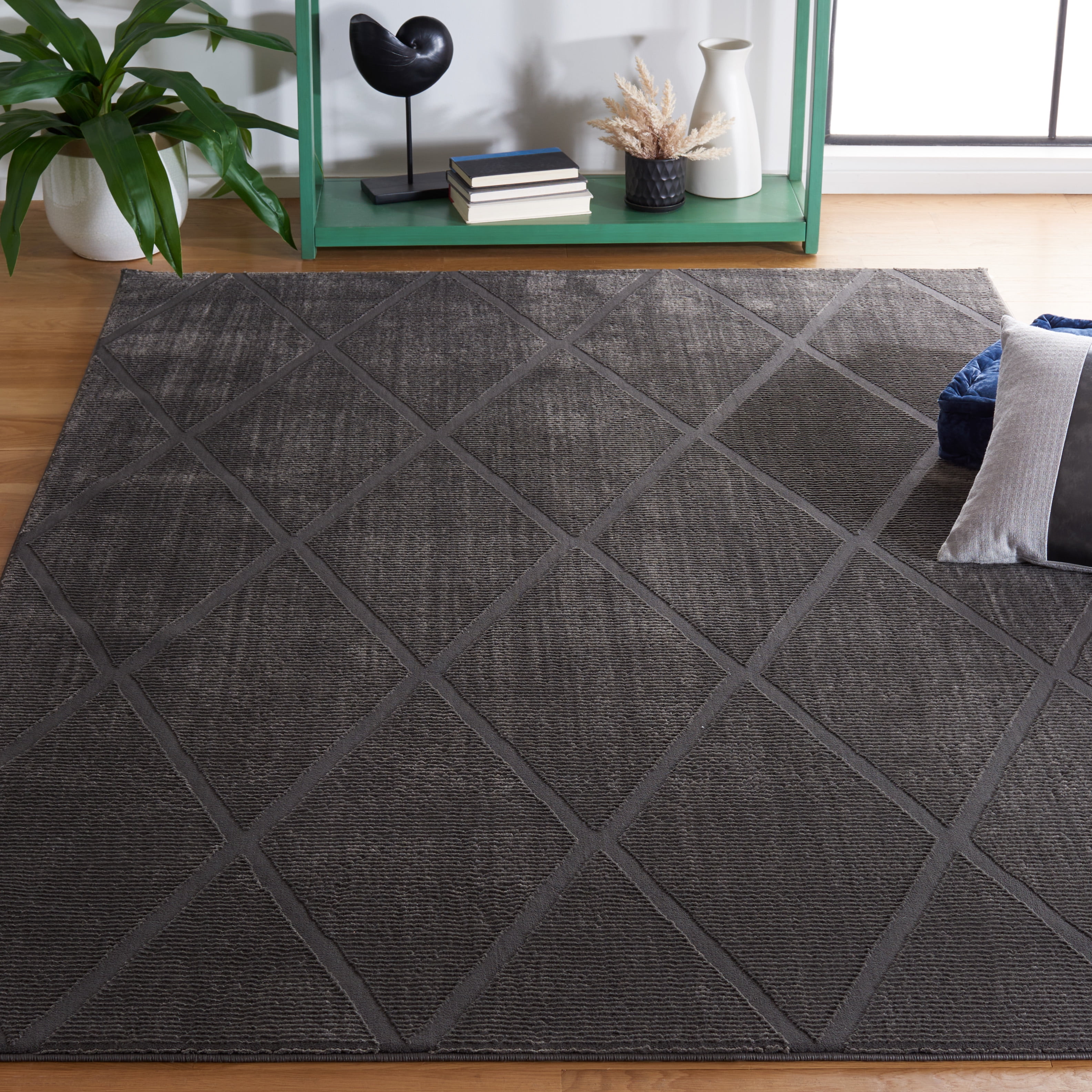 Safavieh Revive Lorrin Diamond Polyester Area Rug, Charcoal, 10'6" x 14'