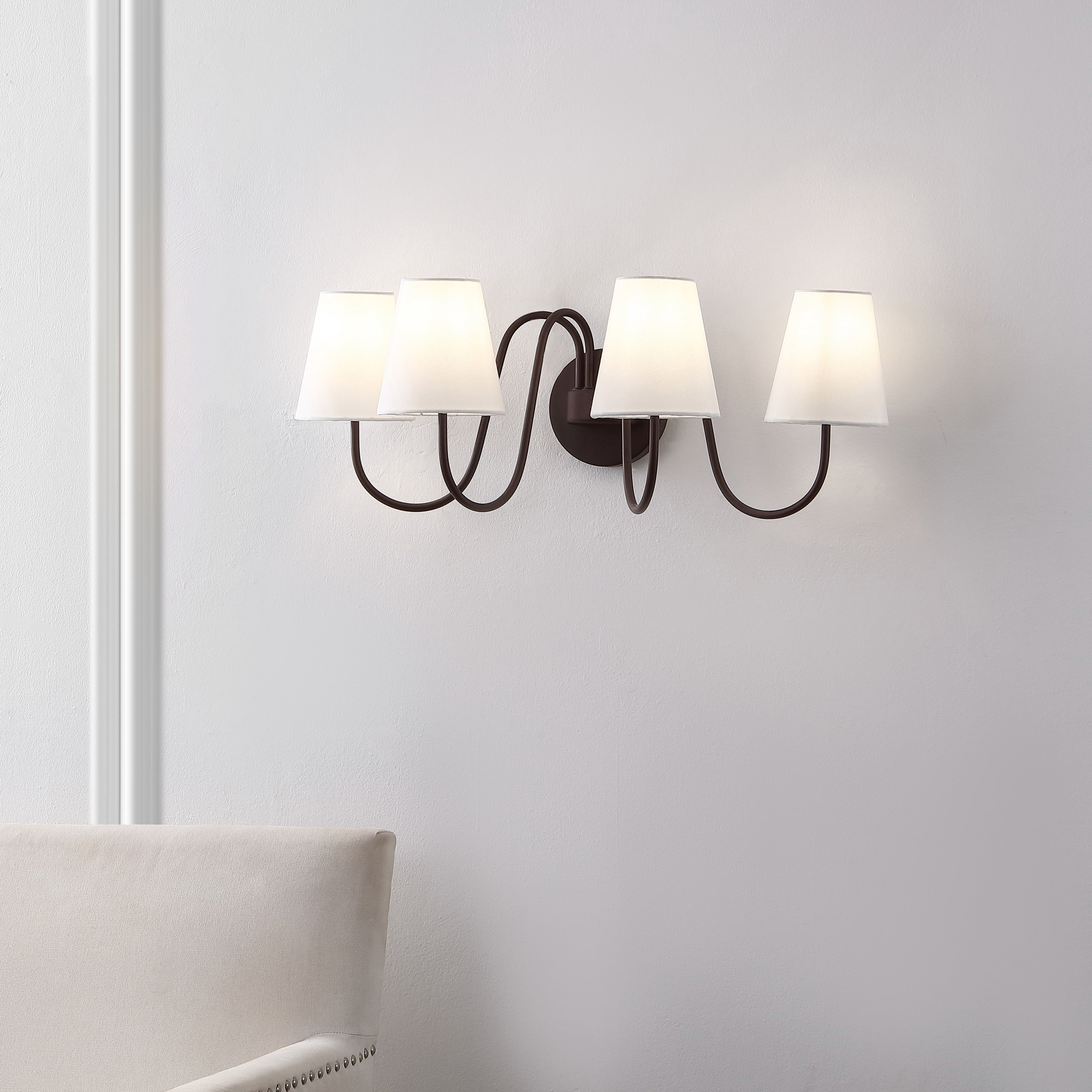 Safavieh Rhea 4-Light 26.5" Contemporary Iron Sconces, White