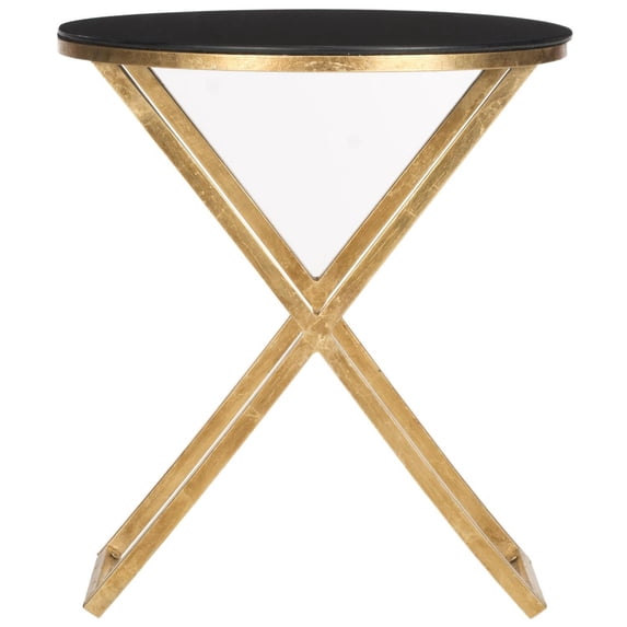 Safavieh Riona Accent Table-Color:Gold/Black Glass Top