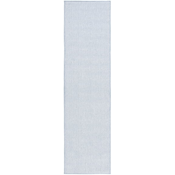 SAFAVIEH River Randa Solid Polyester Runner Rug, Blue/Ivory, 2'2" x 8'