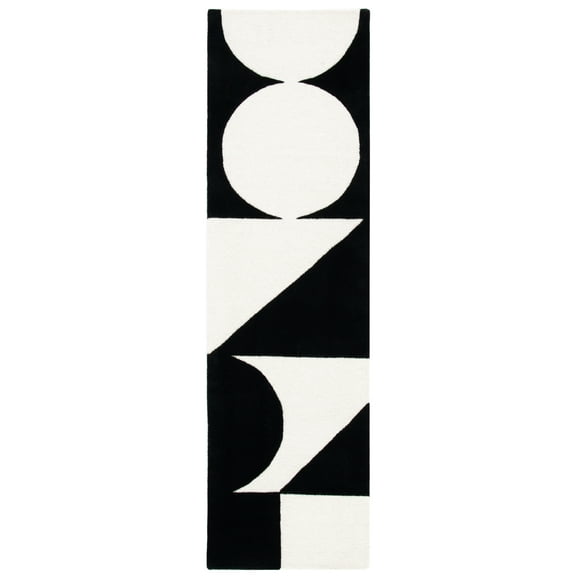 SAFAVIEH Rodeo Drive Eliza Abstract Runner Rug, Ivory/Black, 2'3" x 10'