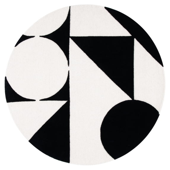 SAFAVIEH Rodeo Drive Eliza Abstract Area Rug, Ivory/Black, 8' x 8' Round
