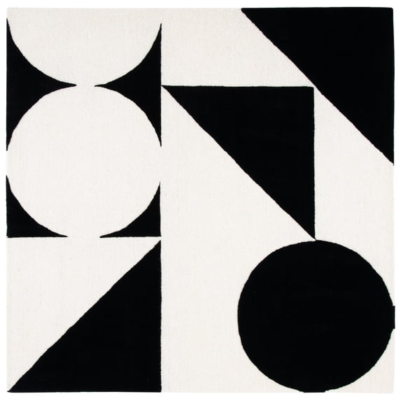 SAFAVIEH Rodeo Drive Eliza Abstract Area Rug, Ivory/Black, 8' x 8' Square