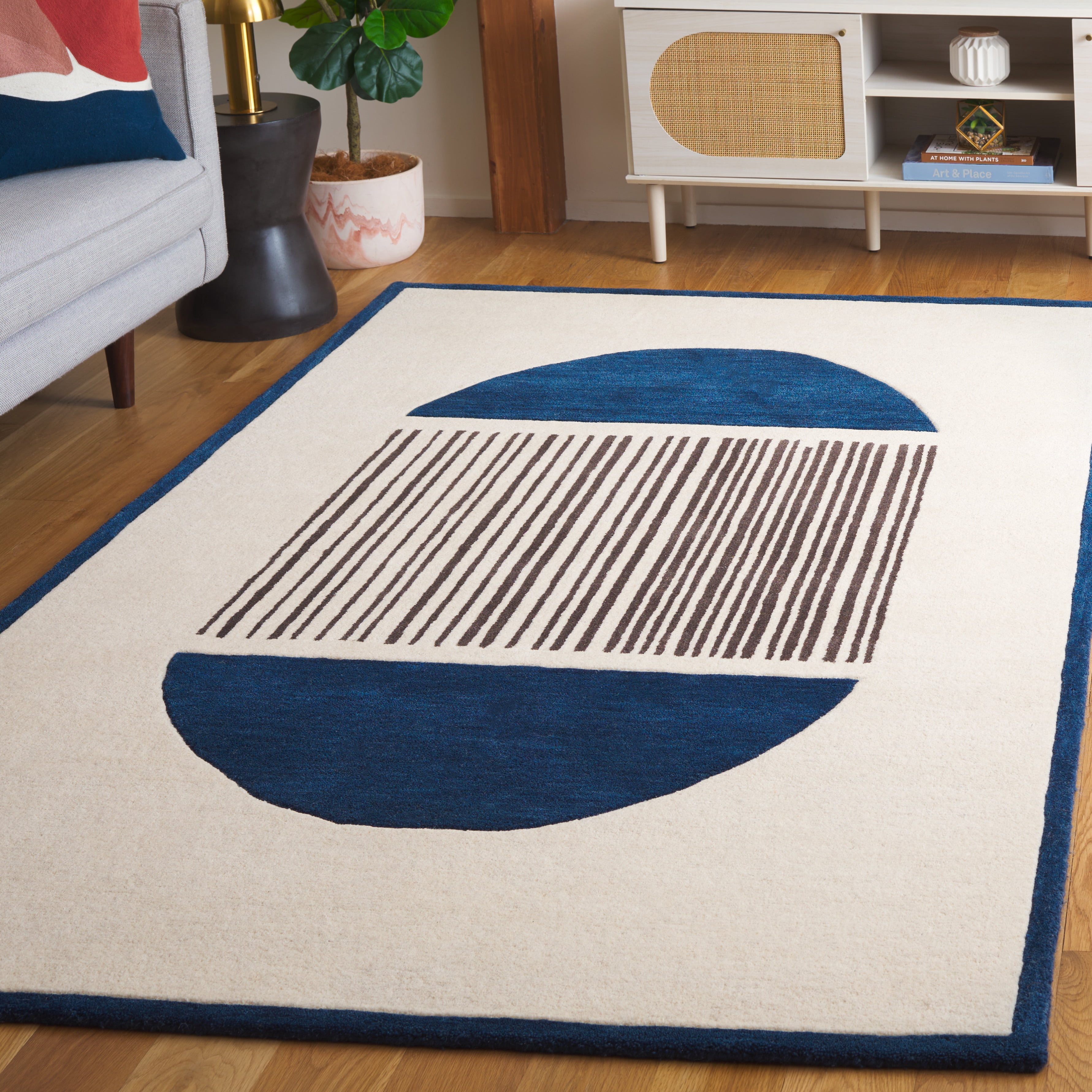 Safavieh Rodeo Drive Gertrude Abstract Area Rug, Ivory/Navy, 6' x 6' Square