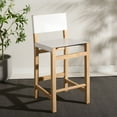 thumbnail image 1 of Safavieh Romee Scandinavian Low Back Wood and Leather Stools, White/Natural, 1 of 5