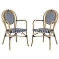 thumbnail image 1 of Safavieh Rosen Outdoor Patio Stacking Arm Chair, Set of 2 - Navy/White, 1 of 12