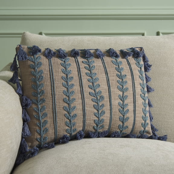 Safavieh Ry 14" x 20" Traditional Cotton Decorative Pillows, Gray/Blue