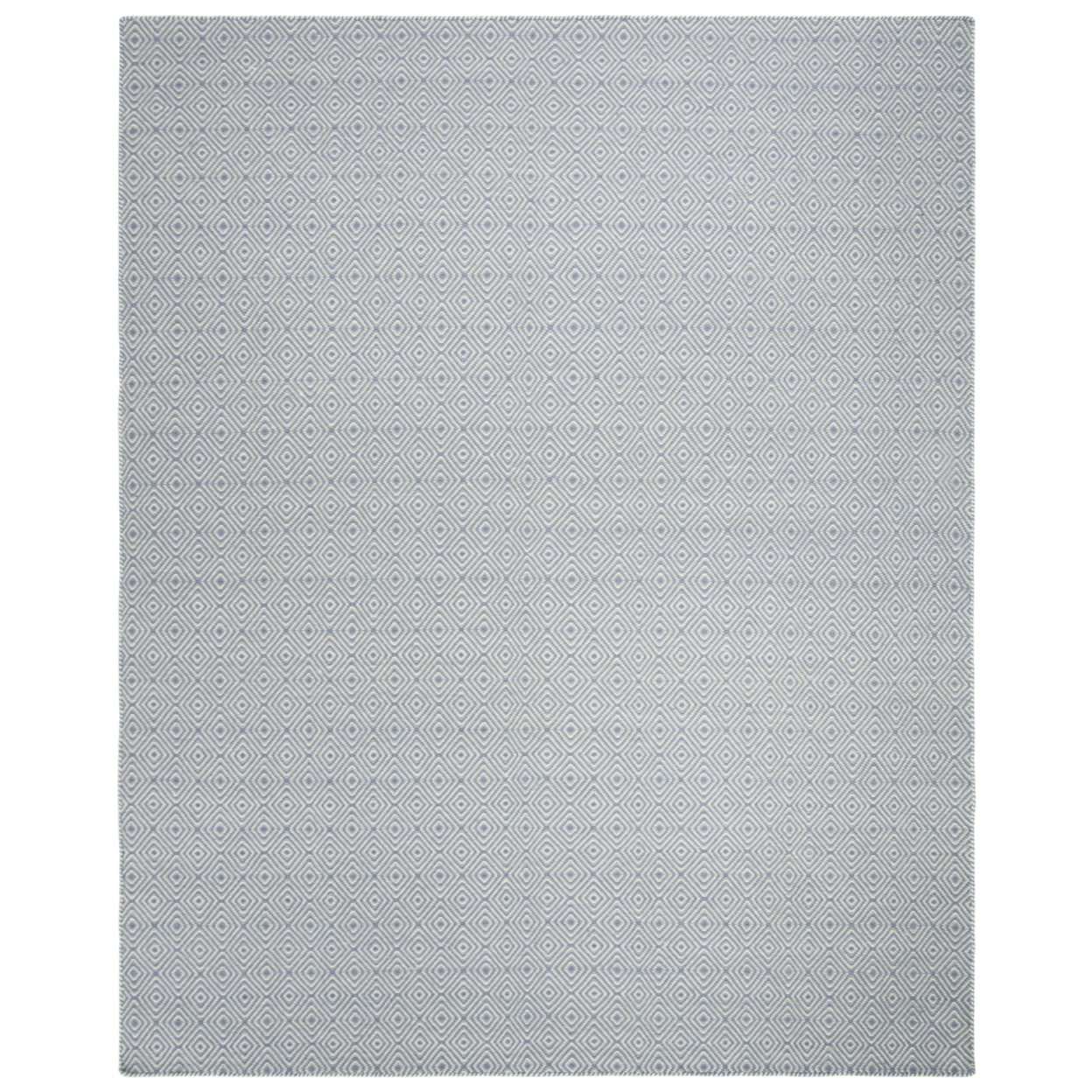 Silver & Ivory Diamond-Patterned 8'x10' Handwoven Wool Rug