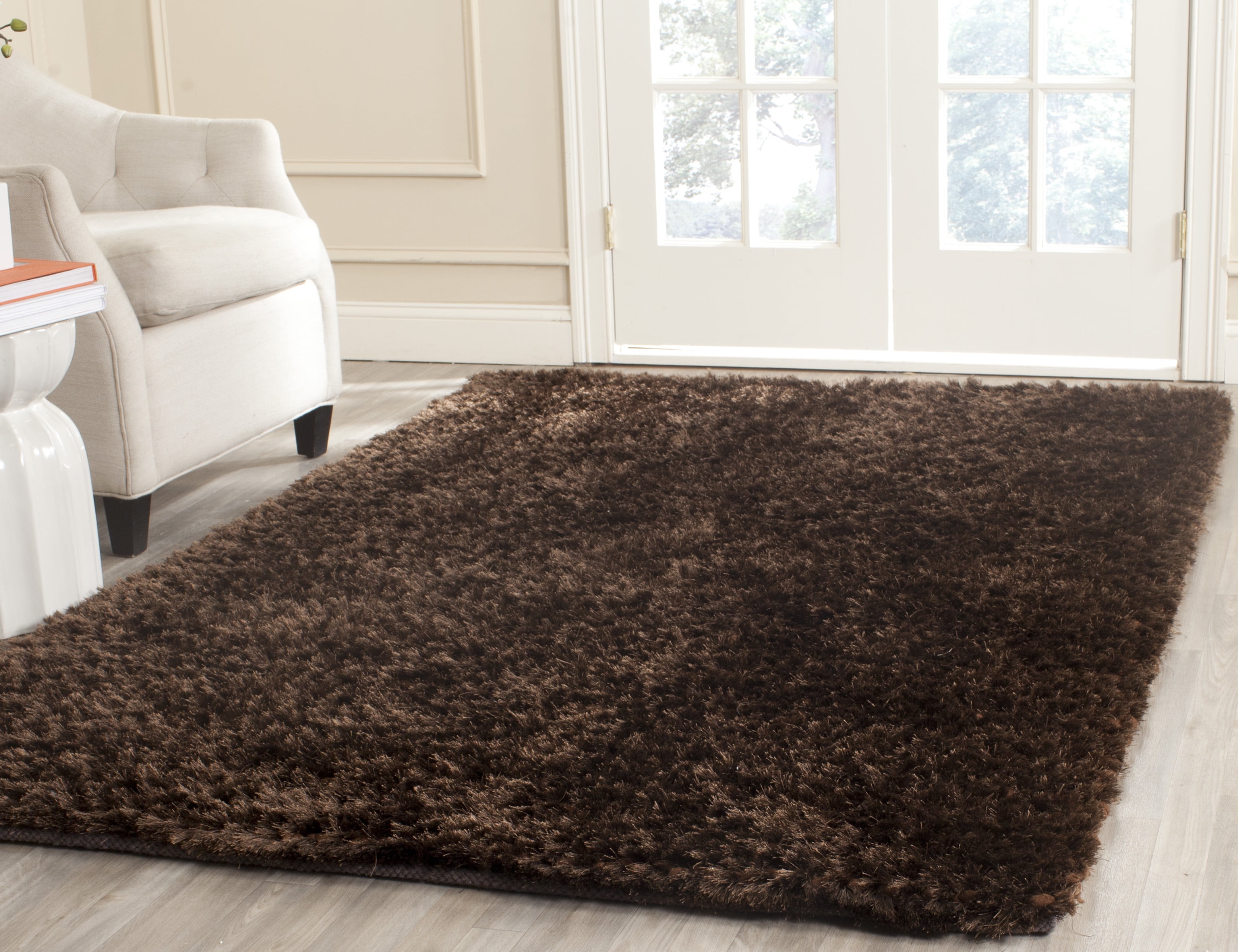 Saint Tropez Shag STS641 Hand Woven Area Rug - Chocolate - 5'x8' - Safavieh.