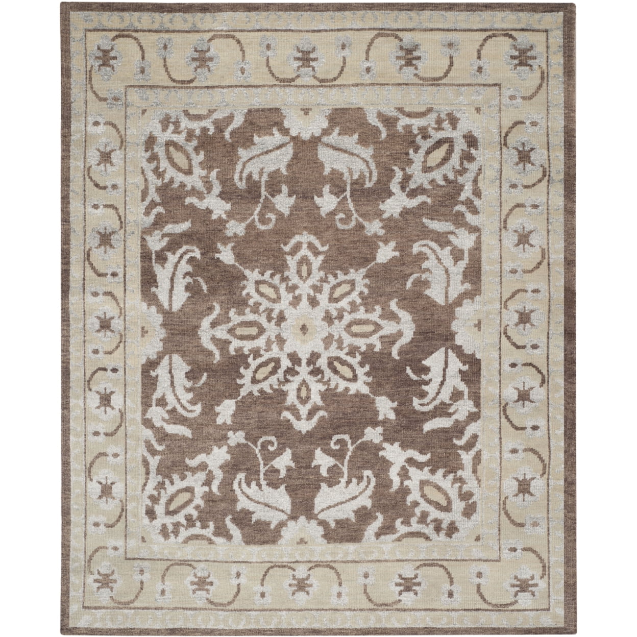 Artisan Charcoal Gray Hand-Knotted Wool & Viscose Blend Rug
