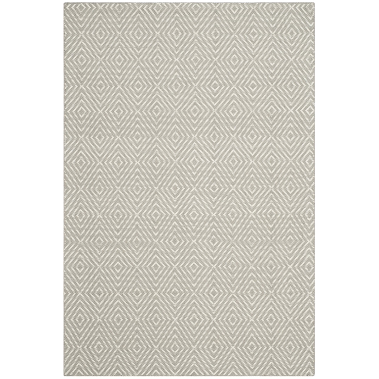 Wilton Light Grey and Ivory Hand-Hooked Wool 4' x 6' Area Rug