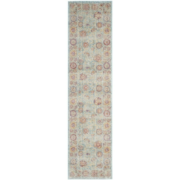 Safavieh SEV812 Sevilla Viscose Area Rug-Finish:Light Blue/Multi,Shape:Runner,Size:2'-1" X 8'