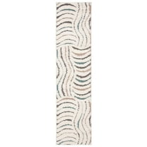 SAFAVIEH Santorini Aliah Geometric Shag Runner Rug, Cream/Multi, 2' x 8'