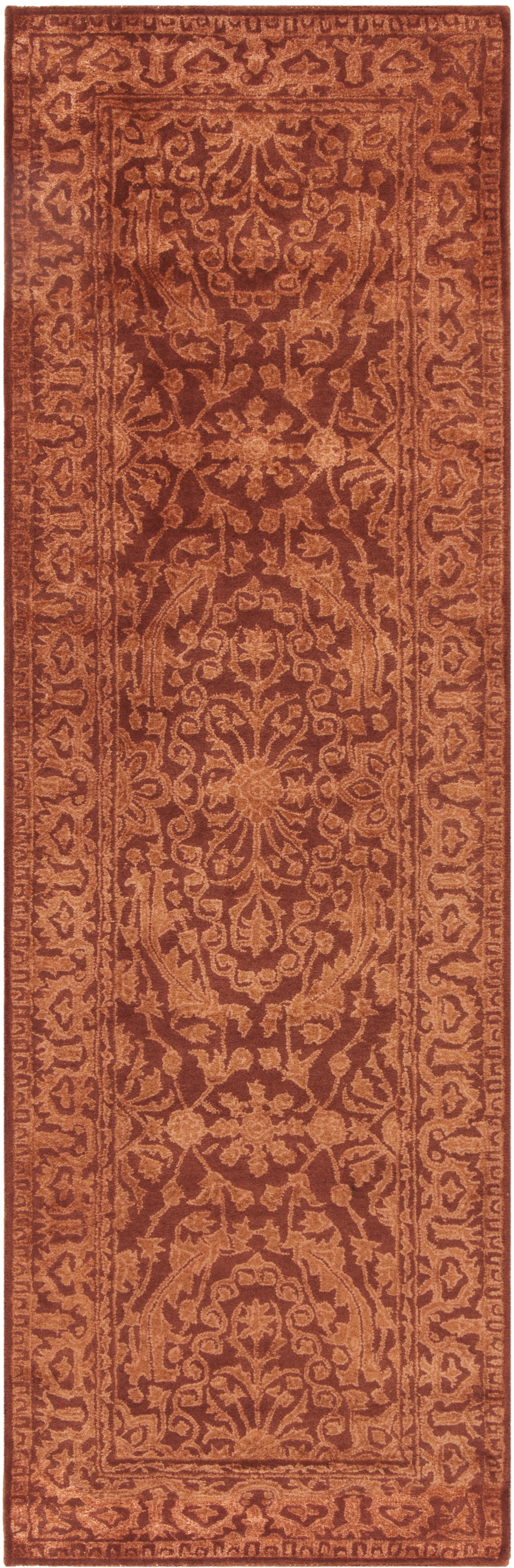 Ivory and Rust Hand-Tufted Wool Runner Rug