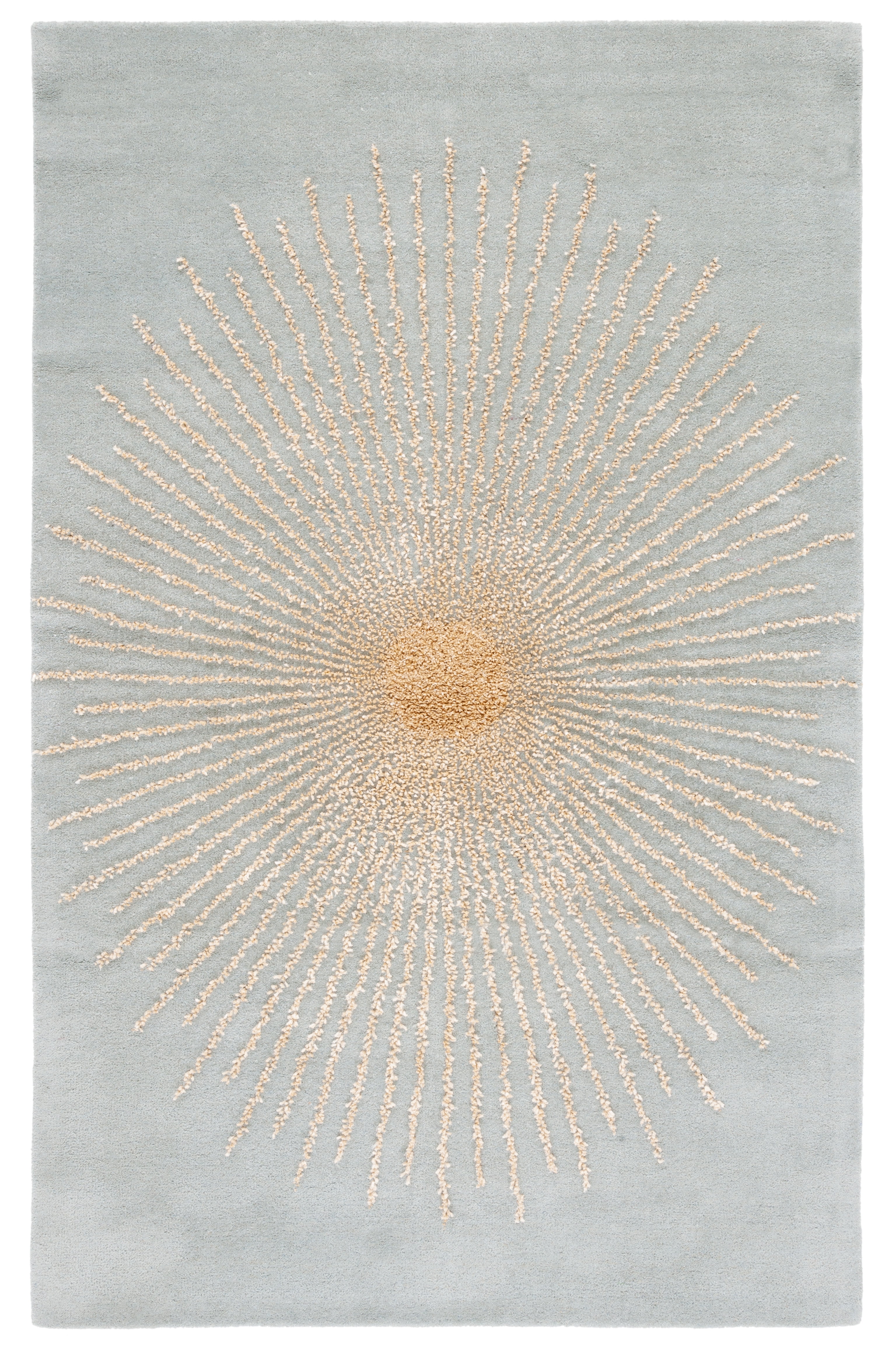 Handmade Light Blue Multicolor Tufted Wool Round Area Rug