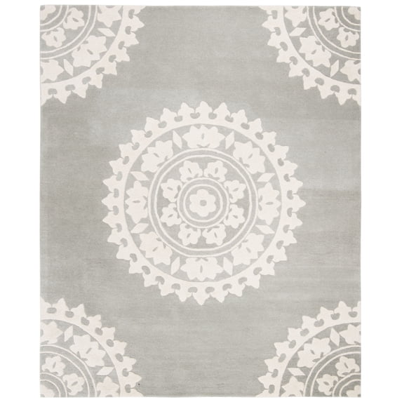 SAFAVIEH Soho Rozanne Medallion Area Rug, Light Grey/Ivory, 7'6" x 9'6"