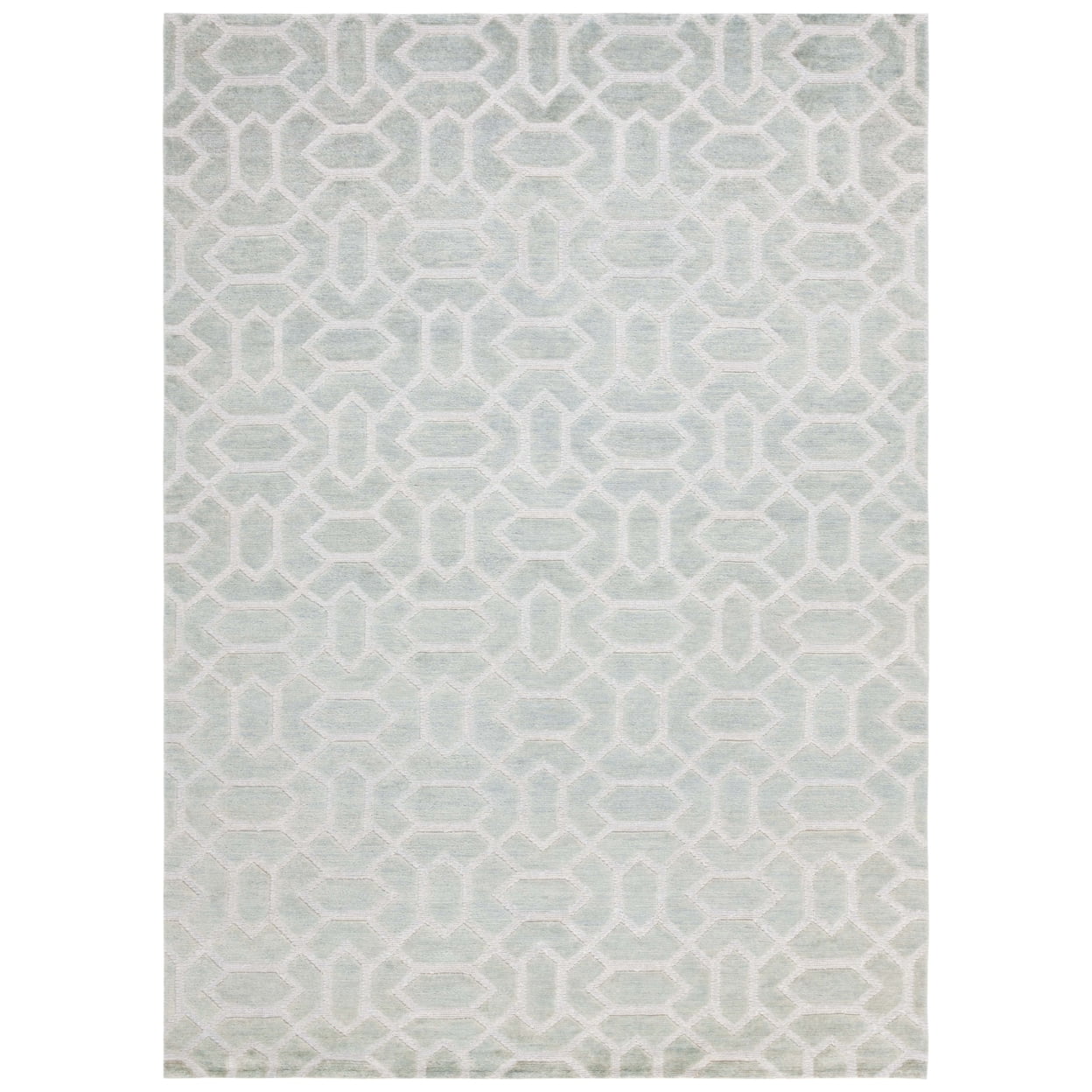 Santa Fe Light Grey 6' x 9' Hand-Knotted Wool Geometric Rug