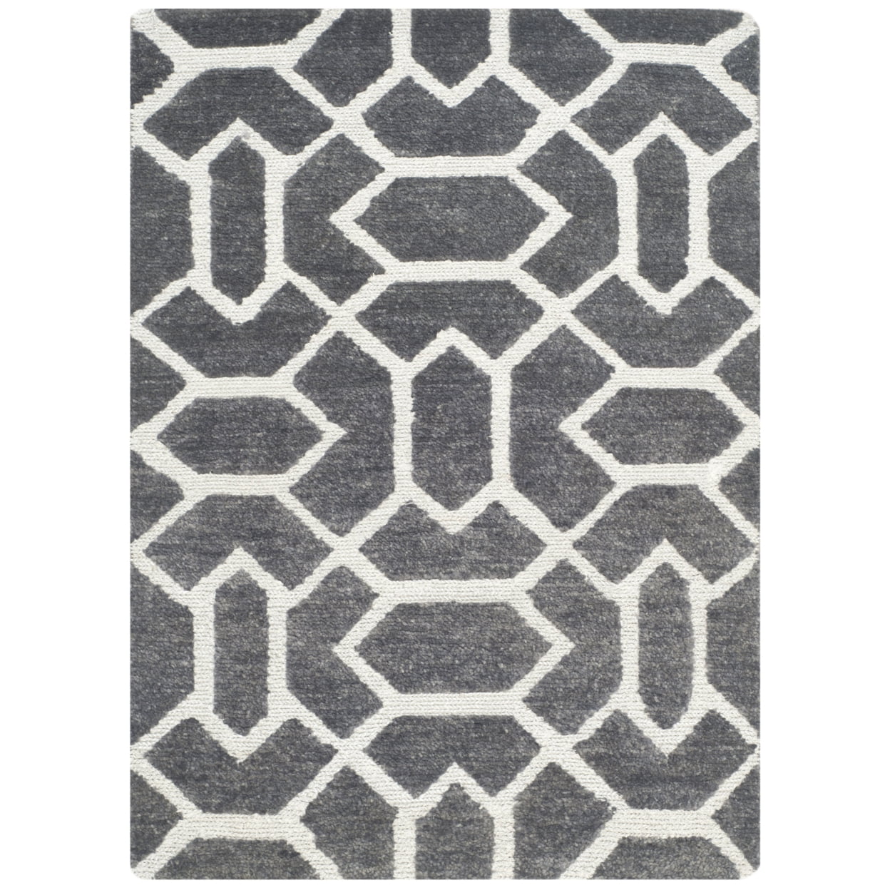 Santa Fe Hand-Knotted Black Wool Geometric 24" Area Rug