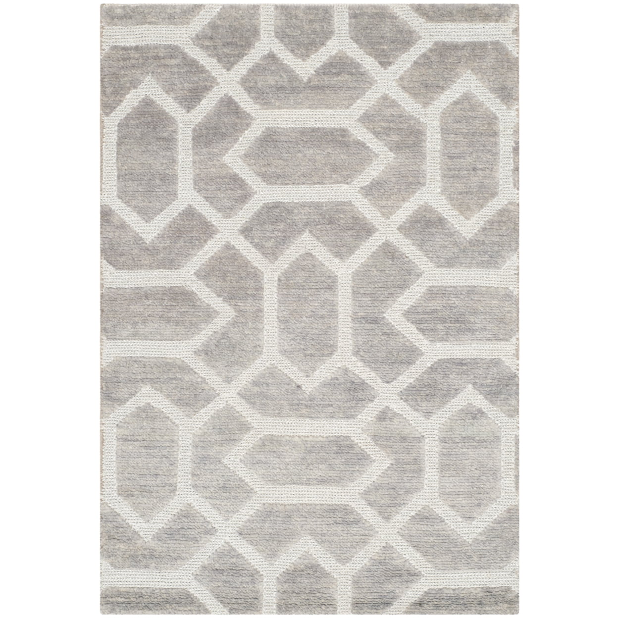 Santa Fe Hand-Knotted Gray Wool 2' x 3' Accent Rug