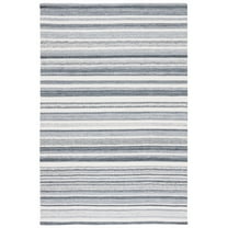 SAFAVIEH Striped Kilim Lagrange Striped Polyester Area Rug, Charcoal/Ivory, 8' x 10'