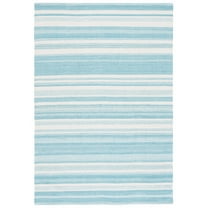 SAFAVIEH Striped Kilim Leo Striped Polyester Area Rug, Turquoise/Ivory, 8' x 10'