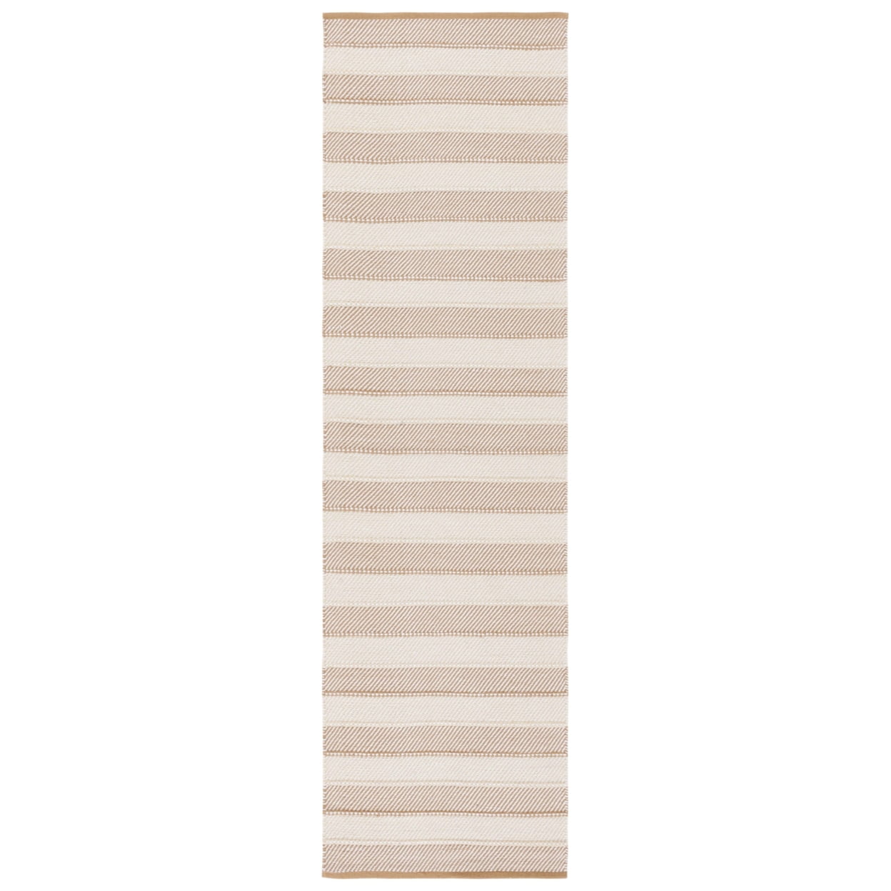 Beige and Gold Striped Wool Flat Woven Runner Rug