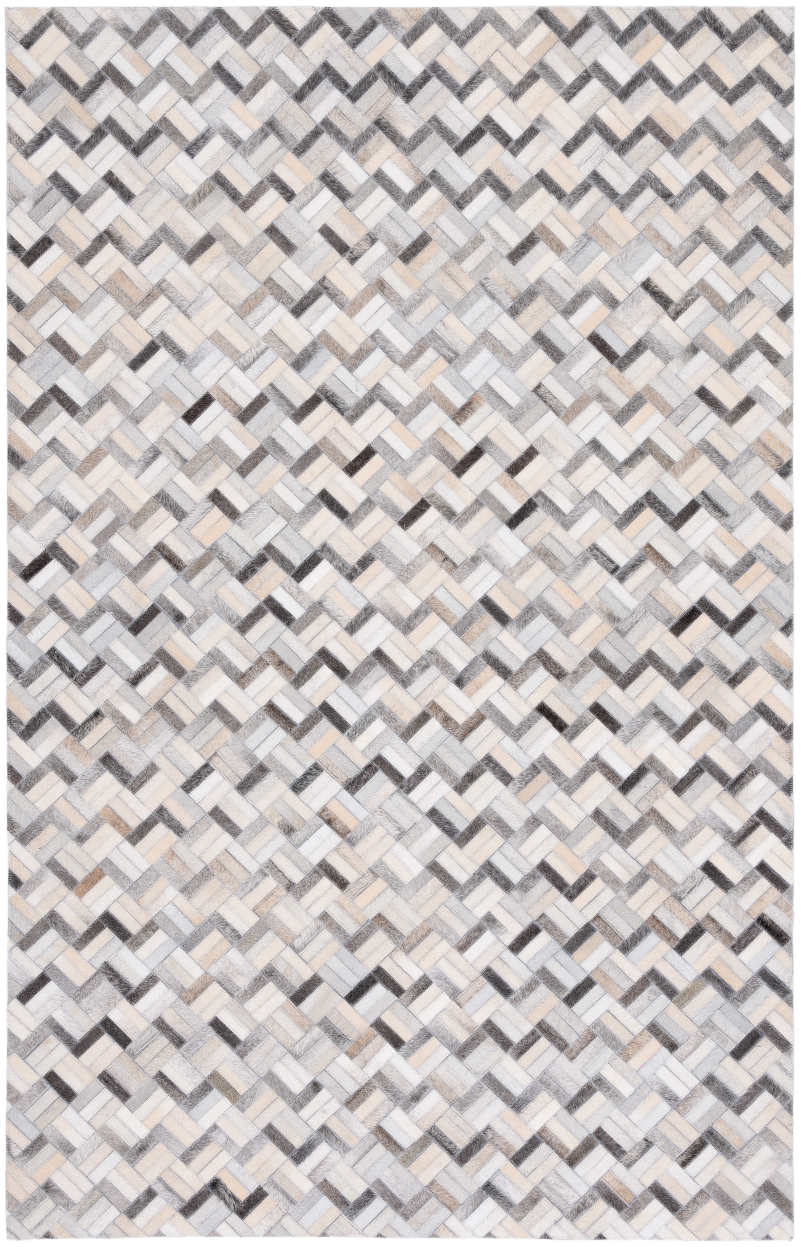 Handmade Black and Gray Cowhide Leather Area Rug
