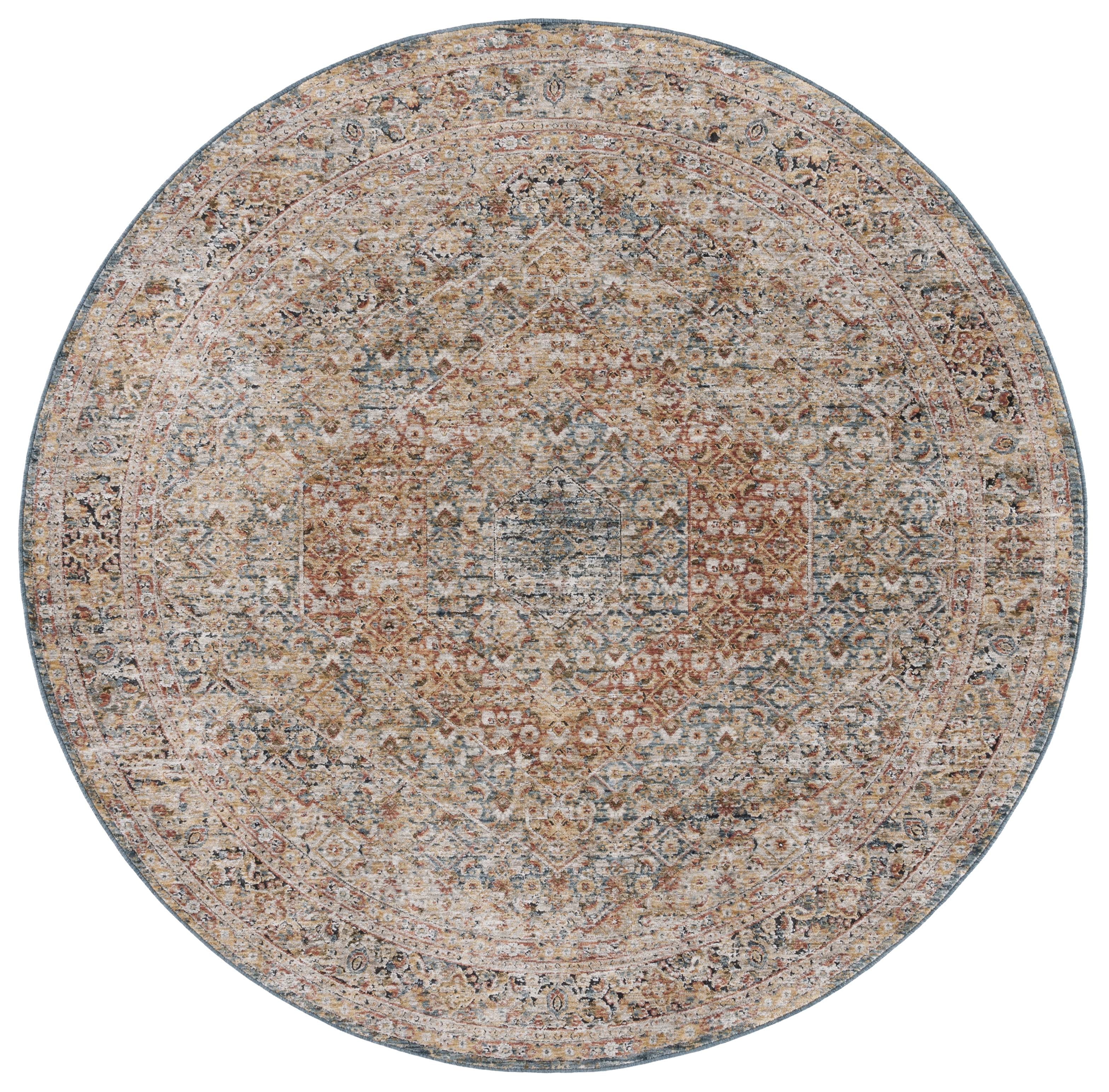 SAFAVIEH Silverado Damjana Medallion Polyester Area Rug, Blue/Rust, 6'4 ...