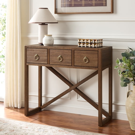 Safavieh Sadie 3 Drawer Console Table, Chocolate