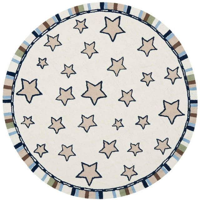 Safavieh Safavieh Kids 6' Round Handmade Cotton Rug in Ivory